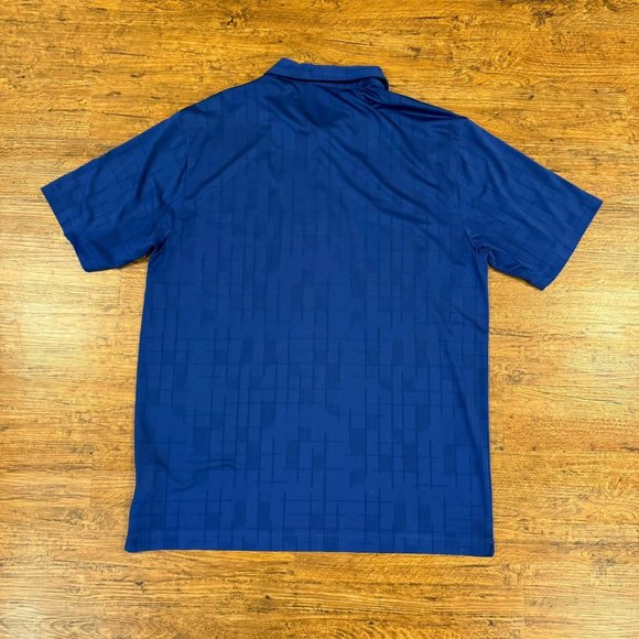 Nike Dri-Fit Blue Tiger Woods Geometric Stripe Performance Golf Polo Shirt Men L - Picture 3 of 9